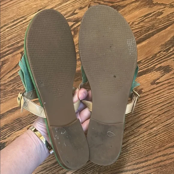 Tommy Hilfiger Green and Tan Fringe Sandals - Picture 5 of 5